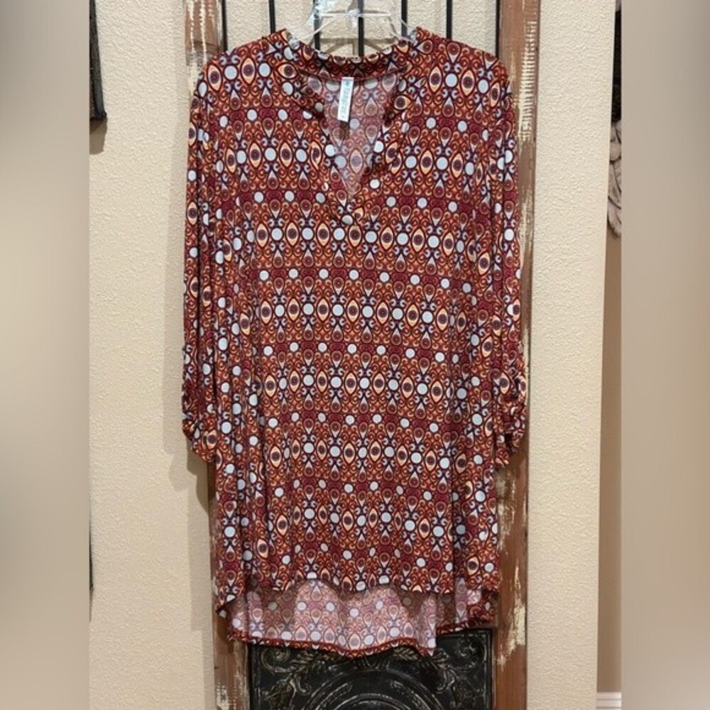 Paisley Grace Orange Print Tunic Dress
